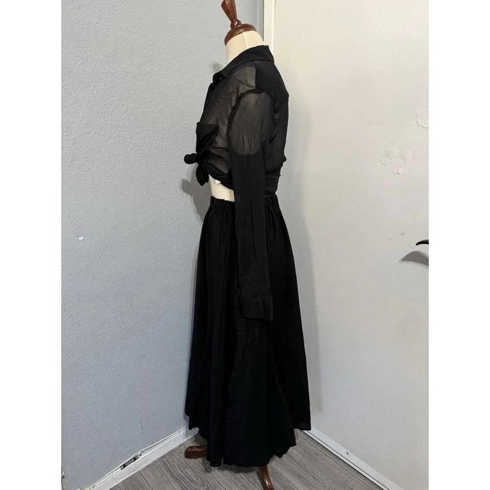Denim & Supply Ralph Lauren‎ Black Rare Bohemian Maxi Retro Ruffled Skirt Sz S